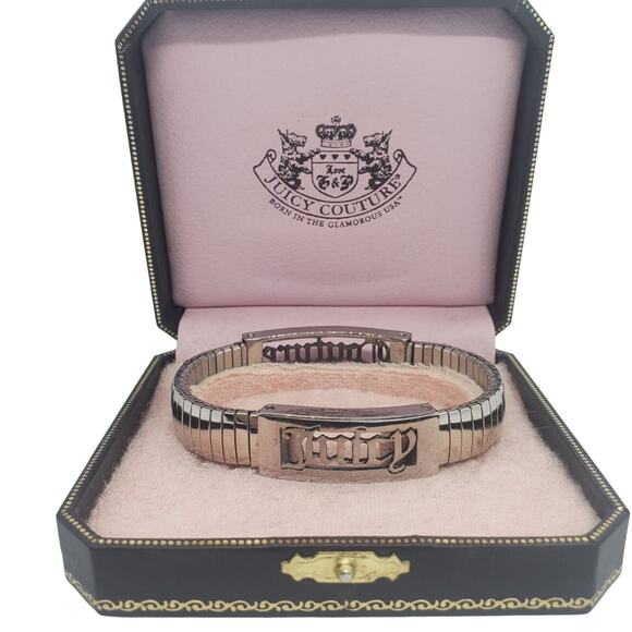 Juicy Couture Jewelry - Vintage Y2K Juicy Couture Silver Stretch Cuff Bracelet New in Box Jewelry